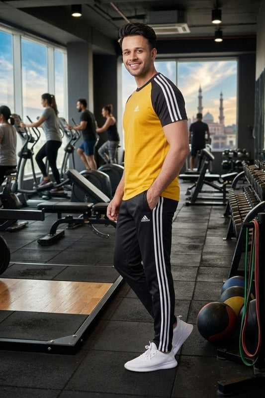 Summer Drifit- Yellow & Black Adi Activewear Tracksuit #3196