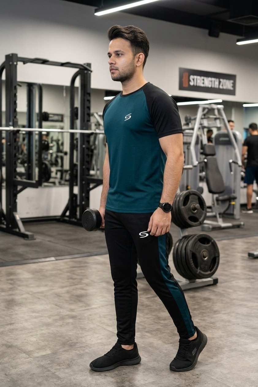 Summer Drifit- Zink & Black  Reglan Sleeve Tracksuit #3163