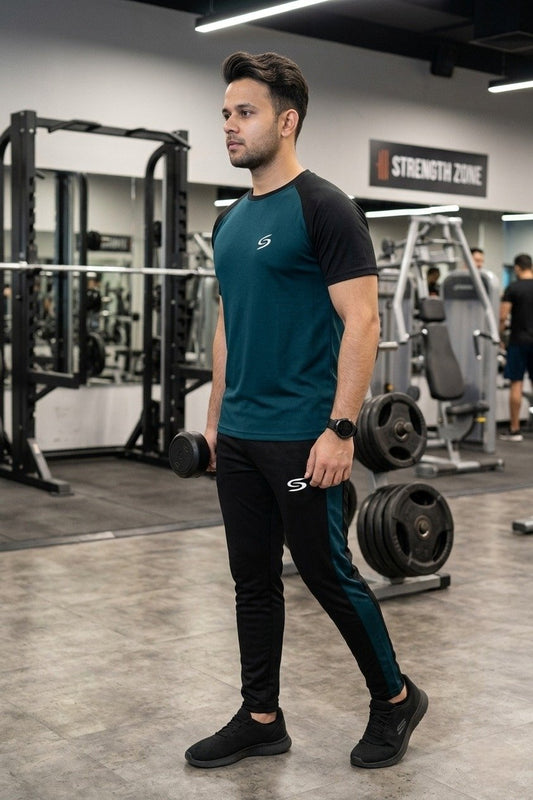 Summer Drifit- Zink & Black  Reglan Sleeve Tracksuit #3163