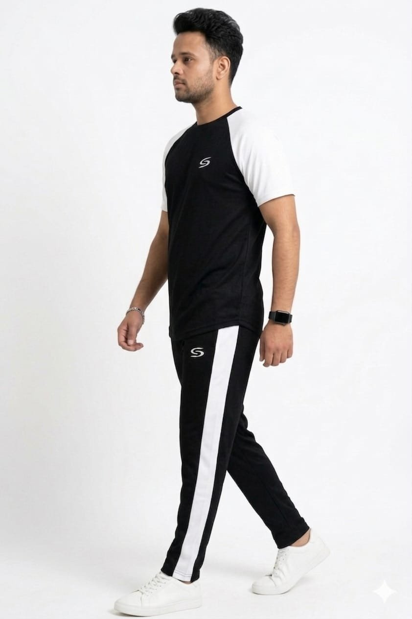 Summer Drifit- Black & White Reglan Sleeve Tracksuit #3165