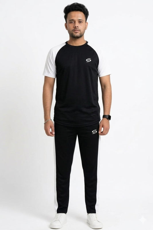 Summer Drifit- Black & White Reglan Sleeve Tracksuit #3165