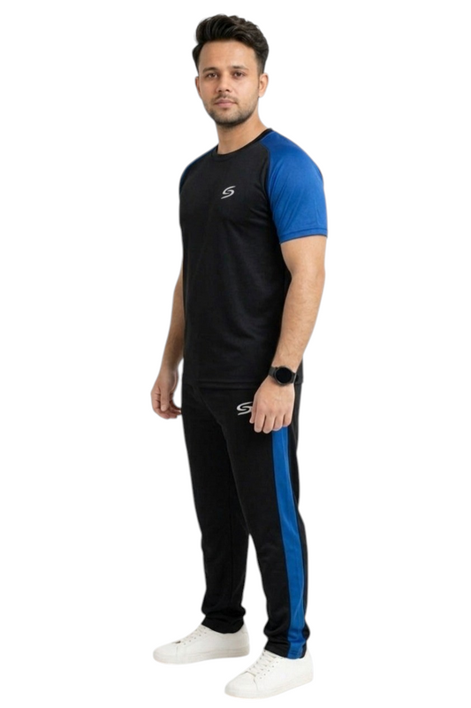 Summer Drifit- Royal Blue & Black Reglan Sleeve Tracksuit #3167