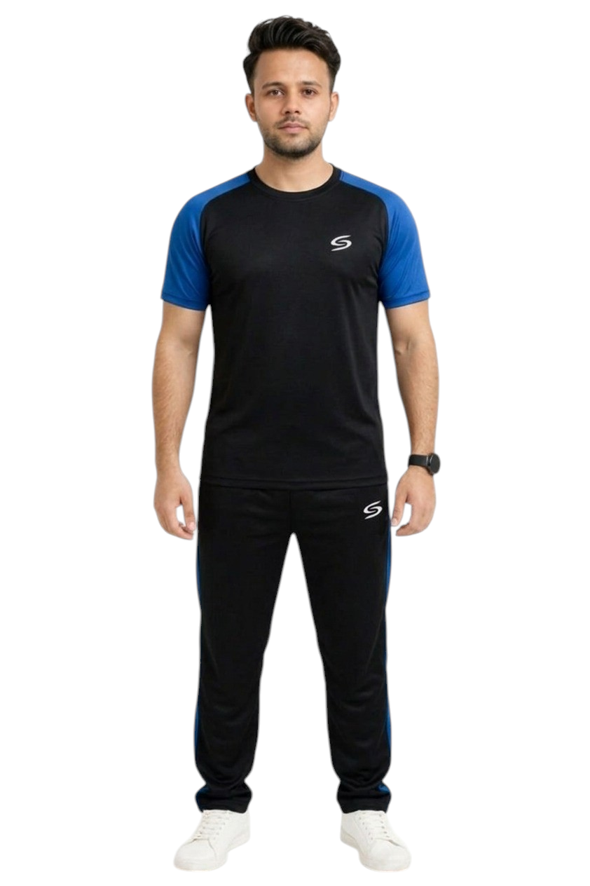Summer Drifit- Royal Blue & Black Reglan Sleeve Tracksuit #3167