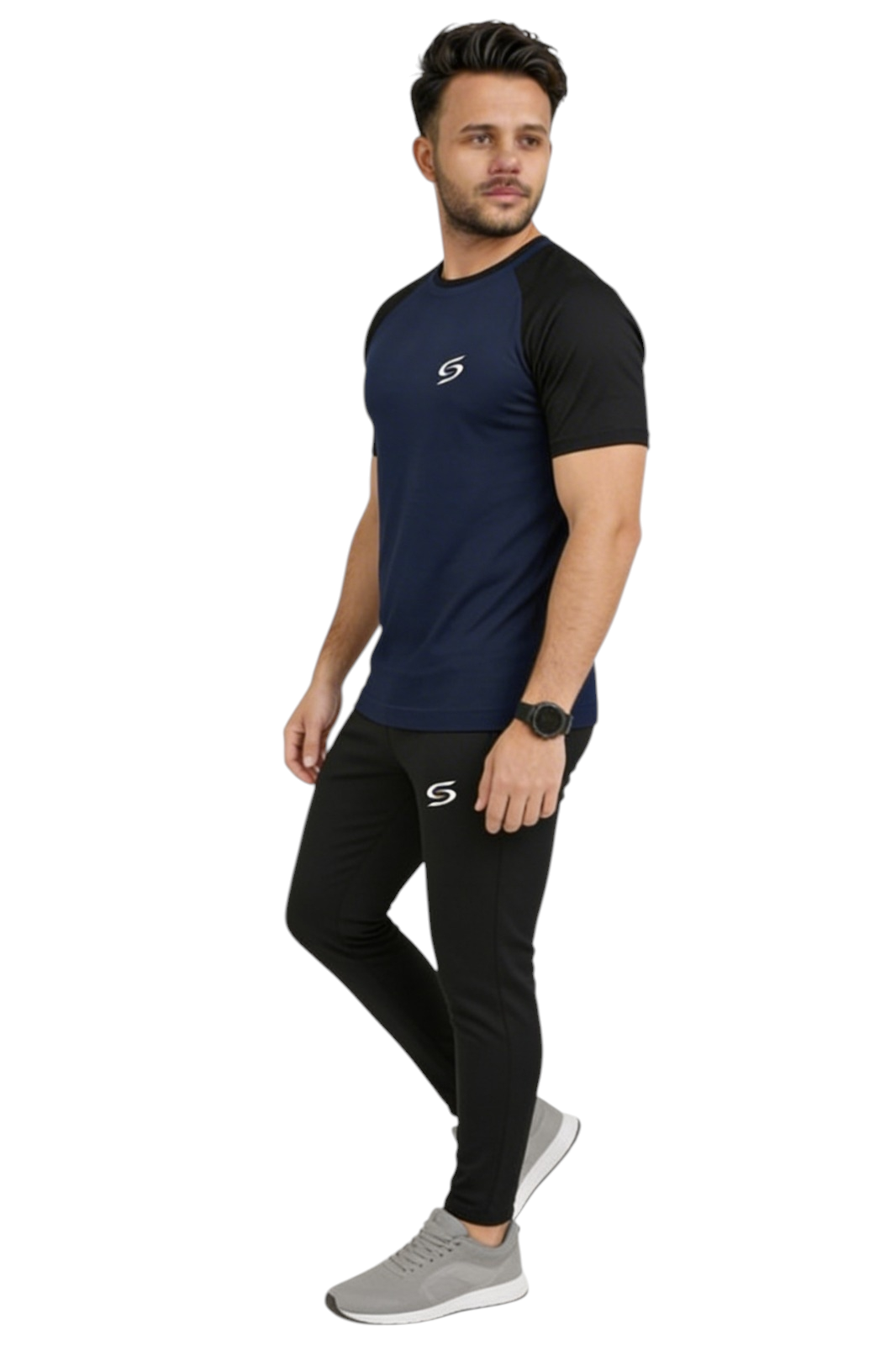 Summer Drifit- Navy & Black Reglan Sleeve Tracksuit #3172