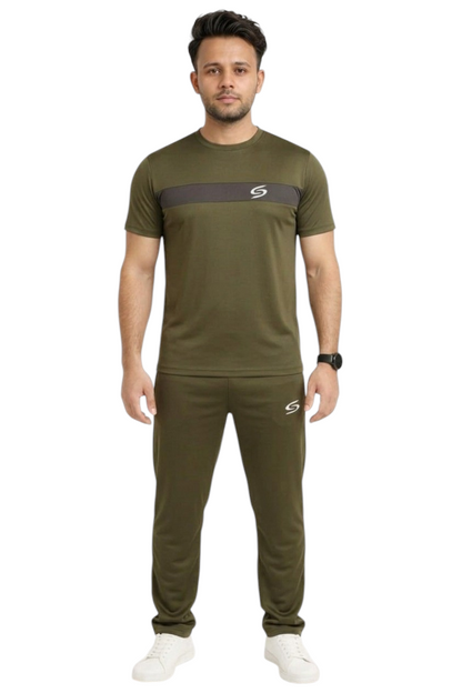 Summer Drifit-Olive Green & Gray Combo Tracksuit #3174