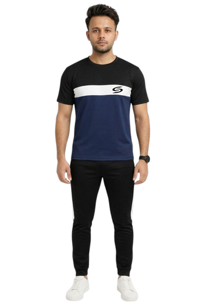 Summer Drifit- Navy ,Black & White Combo Tracksuit #3179