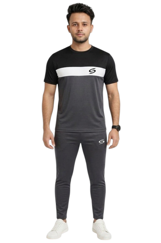 Summer Drifit- Gray ,Black & White Combo Tracksuit #3181