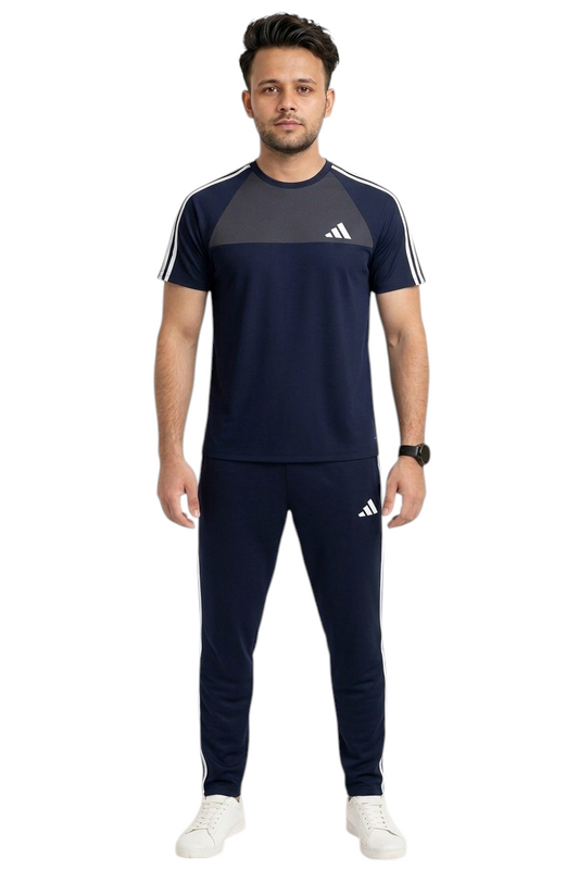 Summer Drifit- Navy & Gray adi Activewear Tracksuit #3190