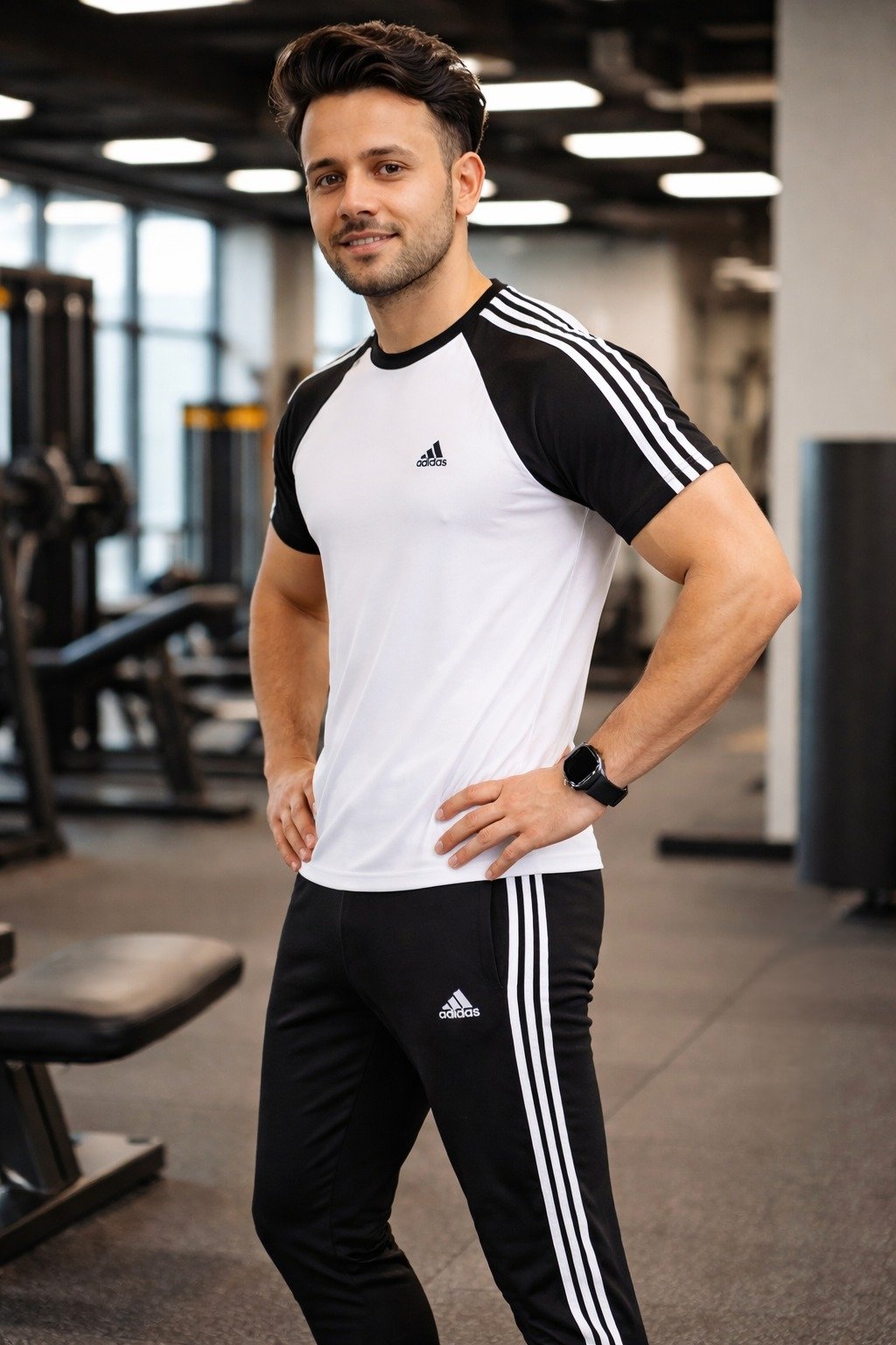Summer Drifit- Black & White adi Activewear Tracksuit #3191