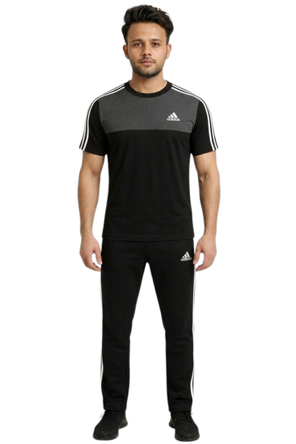 Summer Drifit- Black & Gray adi Activewear Tracksuit #3193