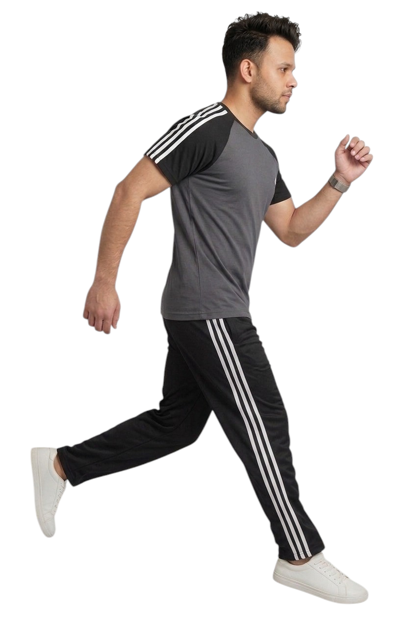 Summer Drifit- Gray & Black adi Activewear Tracksuit #3195