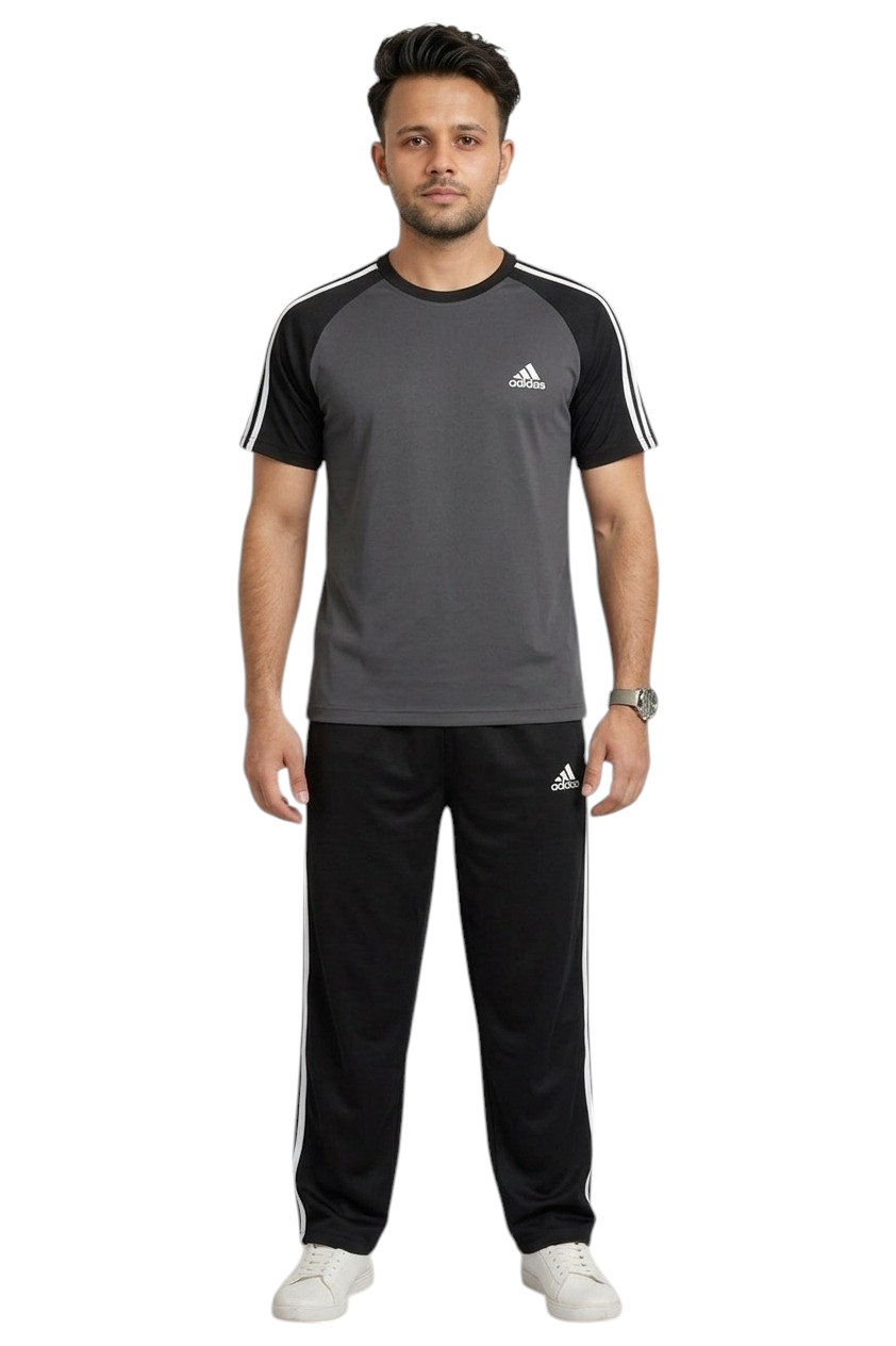 Summer Drifit- Gray & Black adi Activewear Tracksuit #3195
