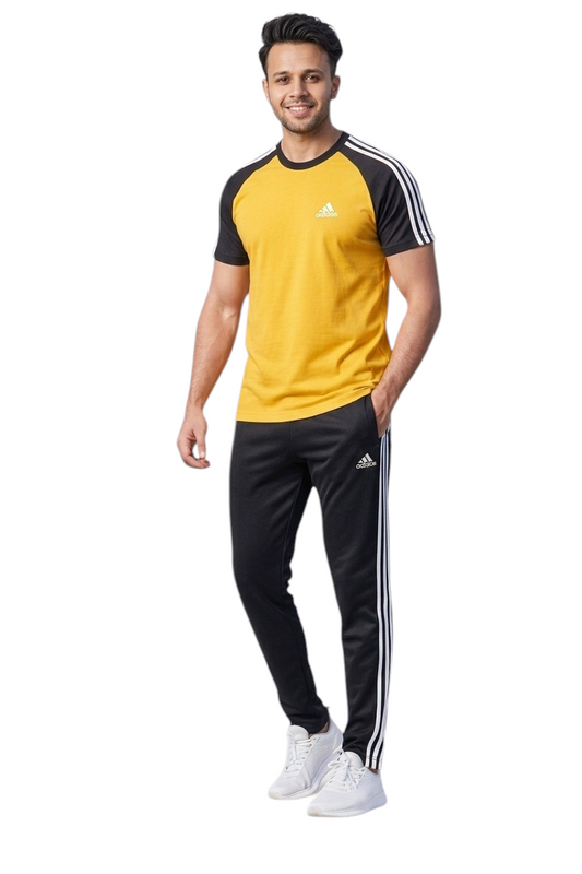 Summer Drifit- Yellow & Black Adi Activewear Tracksuit #3196