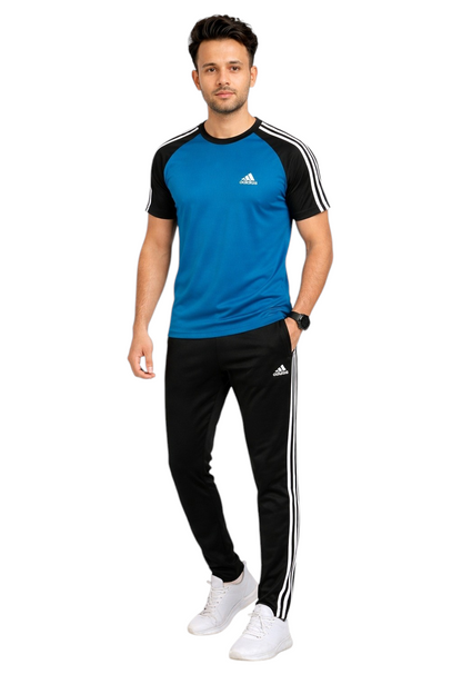 Summer Drifit- Royal Blue & Black Adi Activewear Tracksuit #3197