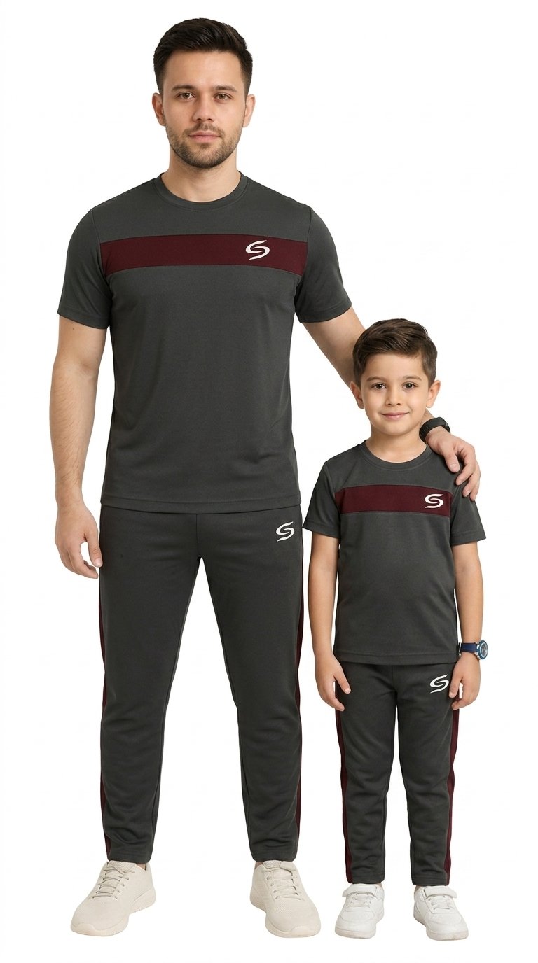 Like Father-Gray & Maroon  Combo # 3156