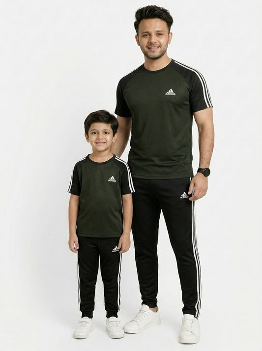 Like Father-Olive Green & Black  Adi Combo # 3199