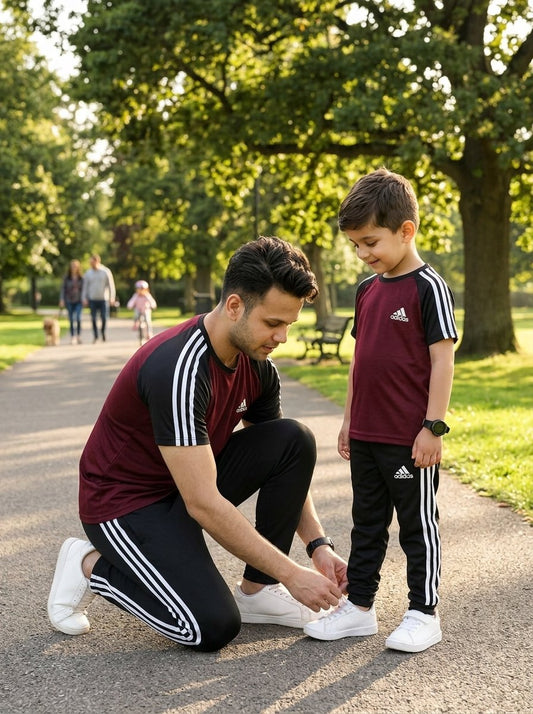 Like Father-Maroon & Black  Adi Combo # 3198