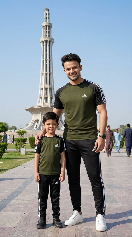Like Father-Olive Green & Black  Adi Combo # 3199