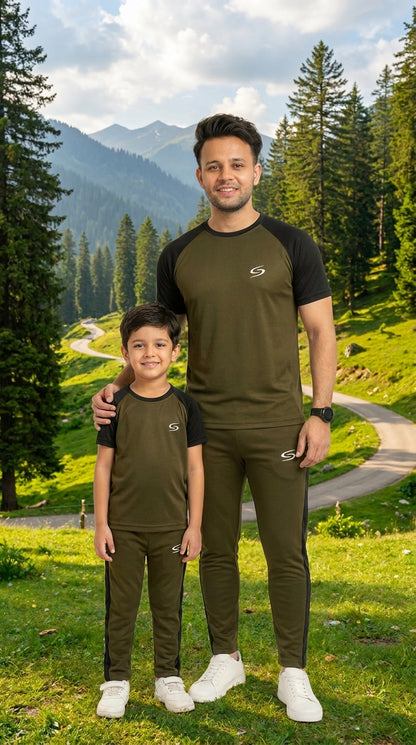 Like Father-Olive Green & Black Combo # 3157