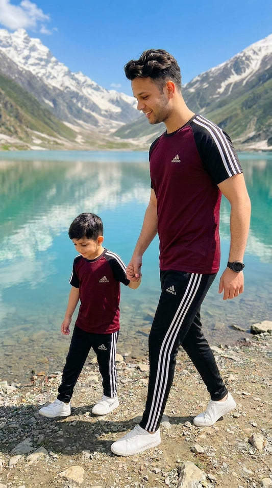 Like Father-Maroon & Black  Adi Combo # 3198