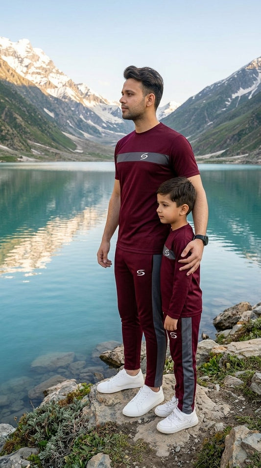 Like Father-Maroon & Gray  Combo # 3166