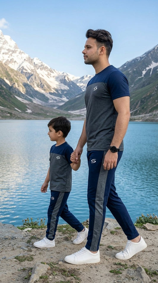 Like Father-Navy & Gray  Combo # 3160