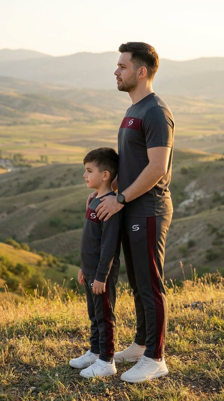 Like Father-Gray & Maroon  Combo # 3156