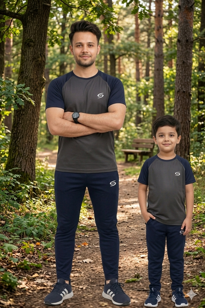Like Father-Navy & Gray Reglan Sleeve Combo # 3157