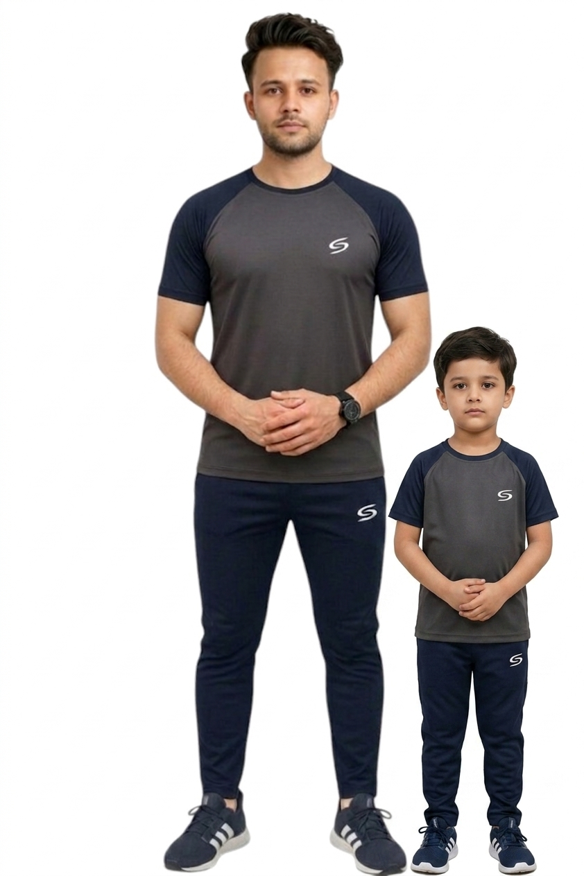 Like Father-Navy & Gray Reglan Sleeve Combo # 3157