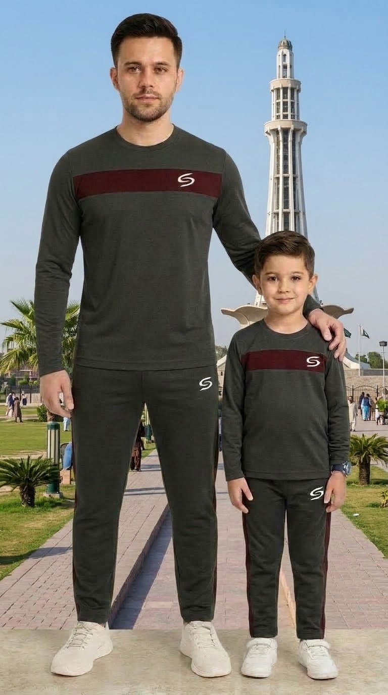 Like Father-Gray & Maroon  Combo # 3156 Full Sleeve.