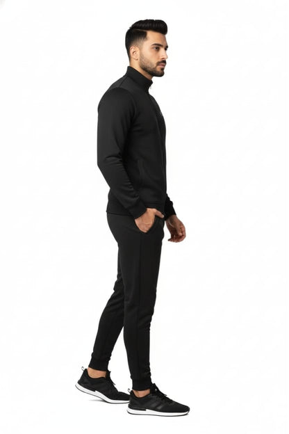 Winter-Mock Neck Zipper-Black-Tracksuit