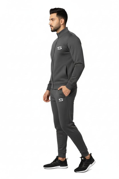 Winter-Mock Neck Zipper-Grey-Tracksuit