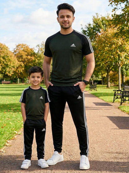 Like Father-Olive Green & Black  Adi Combo # 3199